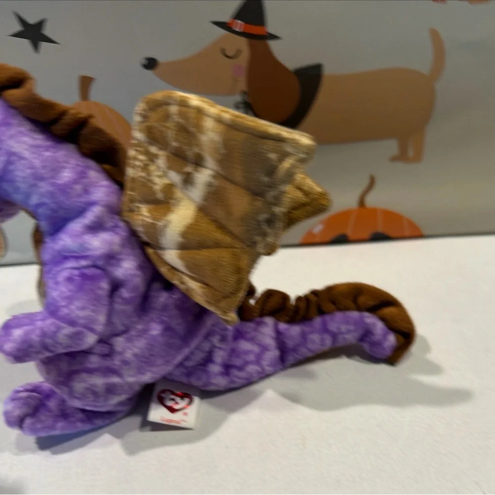 Ty Purple and Brown Plush Dragon Small Pet Toy